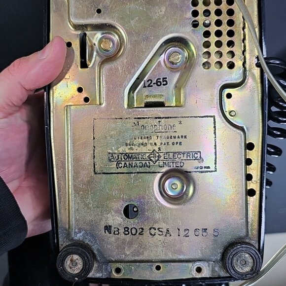 Vintage Black Automatic Electric Rotary Dial Phone Canada 1965 - Picture 12 of 16